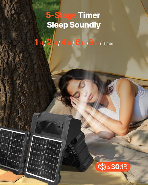 20000mAh Solar Fan with LED Lantern – 8 Inch Portable